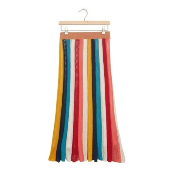 Farm Rio Anthropologie Jimena Knit Maxi skirt in Rainbow Stripe Sz Medium NWT - Picture 2 of 7